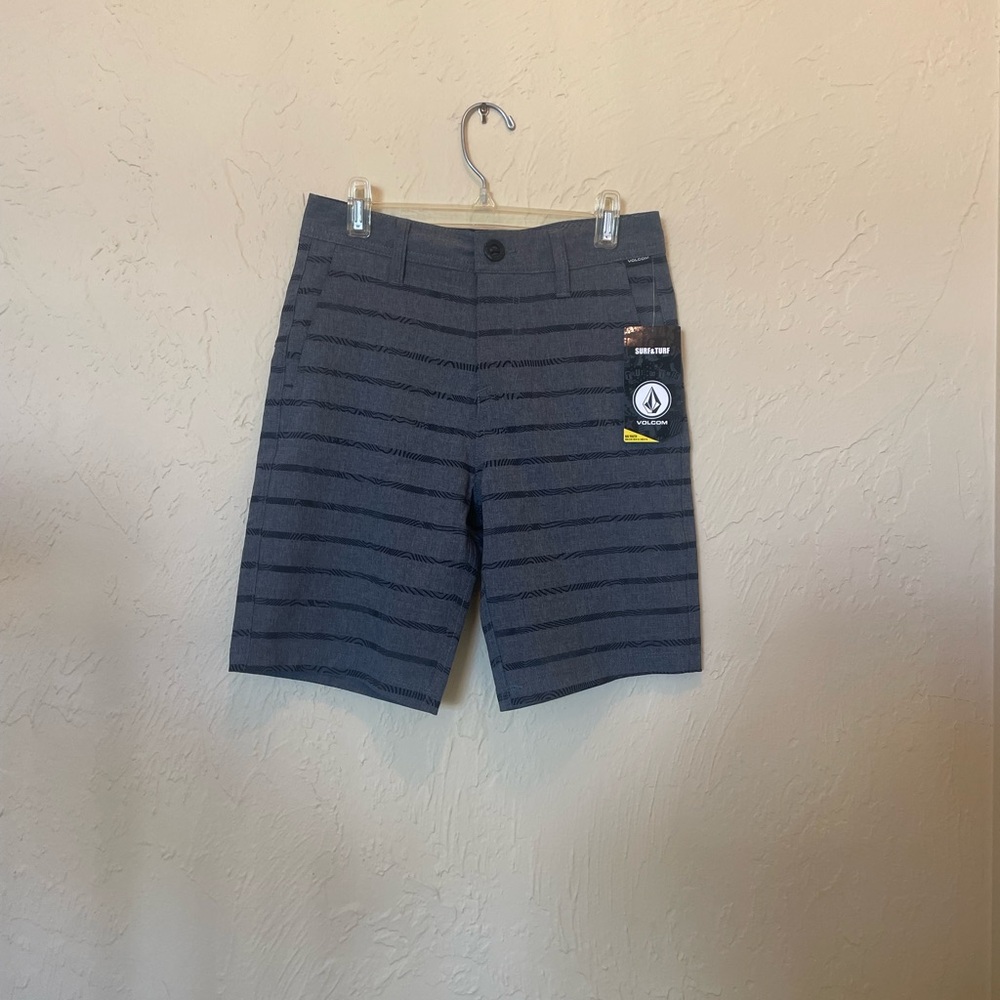 Volcom Kids  Dark Gray Striped Shorts